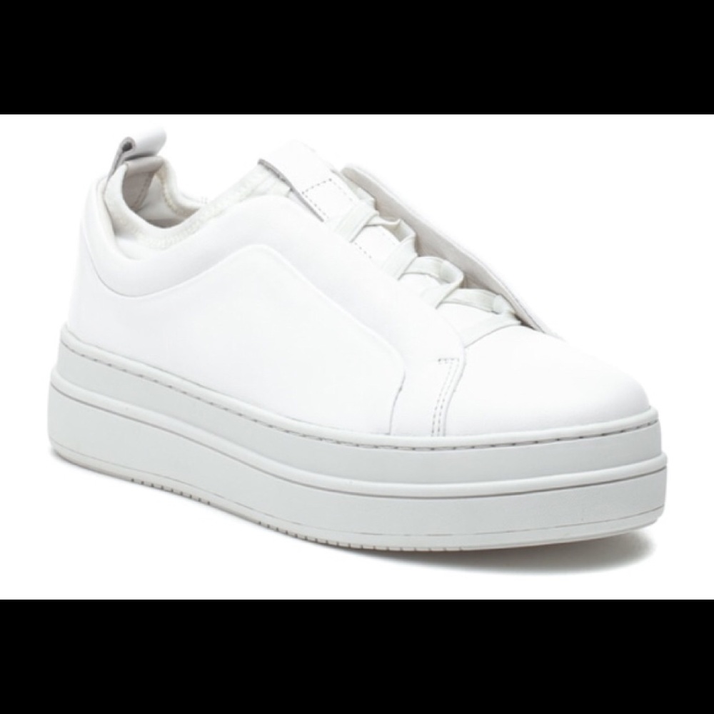 J Slides NYC white leather sneaker